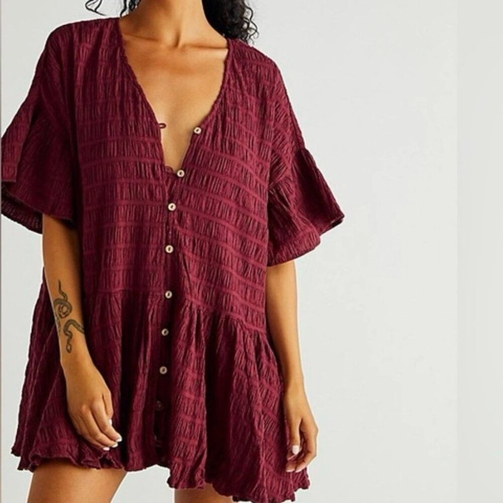 Free People Burgundy Mini Dress